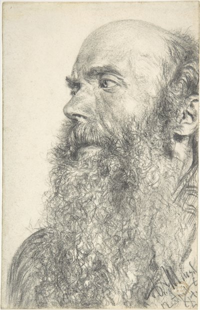 Egy szakállas férfi feje alkotó: Adolph Menzel