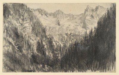 Magashegység fenyvessel az előtérben alkotó: Adolph Menzel