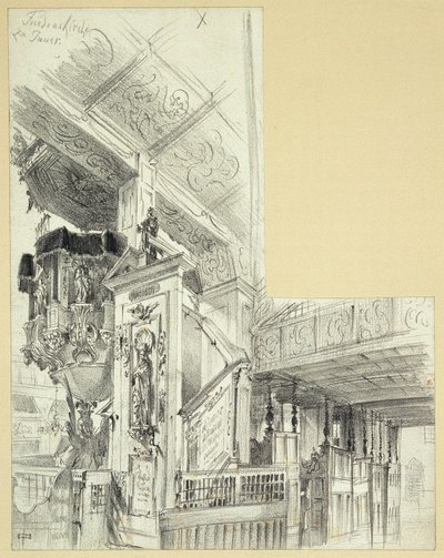 A jawori Béketemplom belső tere szószékkel alkotó: Adolph Menzel