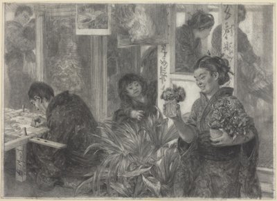 Japán művész munka közben alkotó: Adolph Menzel