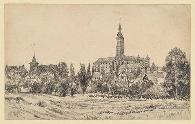 Kisváros magas templomtoronnyal alkotó: Adolph Menzel