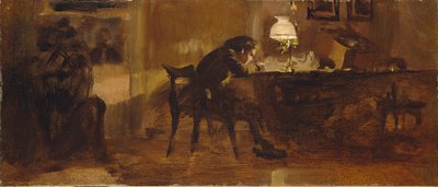 Fiú az íróasztalnál alkotó: Adolph Menzel