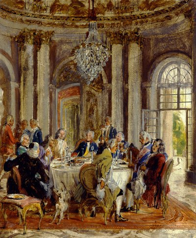 II. Frigyes király asztaltársasága Sanssouciban. Vázlat alkotó: Adolph Menzel