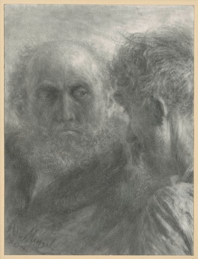 Két idős szakállas férfi feje alkotó: Adolph Menzel