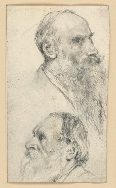 Idősebb szakállas férfi feje jobbra és balra fordulva alkotó: Adolph Menzel