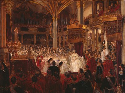 I. Vilmos király koronázása Königsbergben (vázlat) alkotó: Adolph Menzel