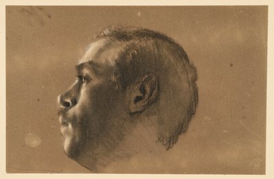 Férfifej bal profilból. Modelltanulmány a „Frigyes és emberei Hochkirchnél” című műhöz alkotó: Adolph Menzel