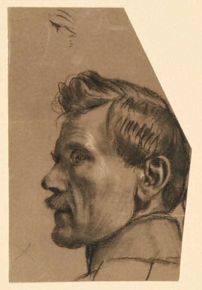Bajuszos férfi fej profilból balra nézve alkotó: Adolph Menzel