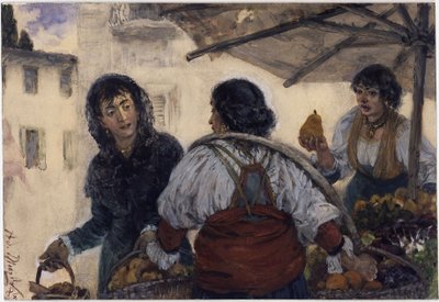 Piaci jelenet Veronában alkotó: Adolph Menzel