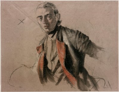 Modelltanulmány (Richard Menzel) von Stille tábornokként a „Nagy Frigyes kerekasztala Sanssouci-ban” című festményhez alkotó: Adolph Menzel