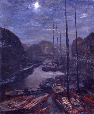 Holdfény a Friedrichsgracht felett az óvárosi Berlinben alkotó: Adolph Menzel