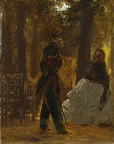 Rendőr és hölgy a Tuileriák kertjében alkotó: Adolph Menzel