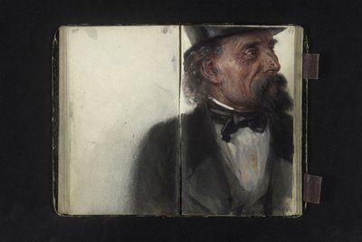 Cilinderes férfi portréja alkotó: Adolph Menzel