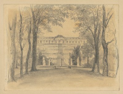 A Sanssouci-palota teraszokkal és szökőkúttal alkotó: Adolph Menzel