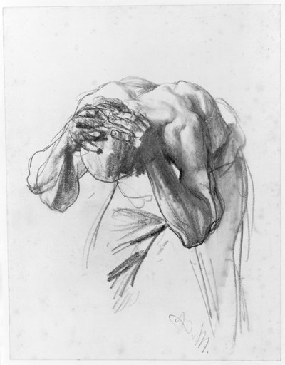 Mosakodó munkás. Tanulmány az „Acélhengerlő üzem. Modern küklopszok” című műhöz alkotó: Adolph Menzel
