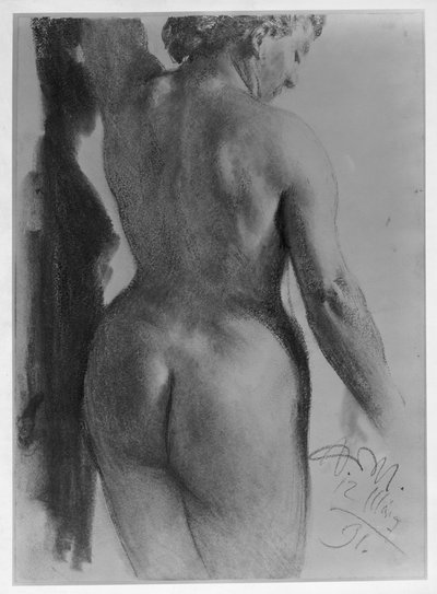 Álló női akt hátulnézetben alkotó: Adolph Menzel