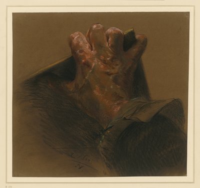 Tanulmány egy lemez szélein átnyúló férfi jobb kézről alkotó: Adolph Menzel