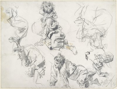 Két bukfencet végző gyermekről készült tanulmány. A „Piazza d’Erbe” című modell tanulmány alkotó: Adolph Menzel