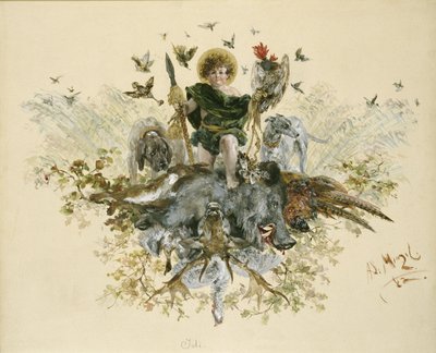 Asztali edény: vadhúshoz való sütőtál Szent Hubertus-ábrázolással alkotó: Adolph Menzel