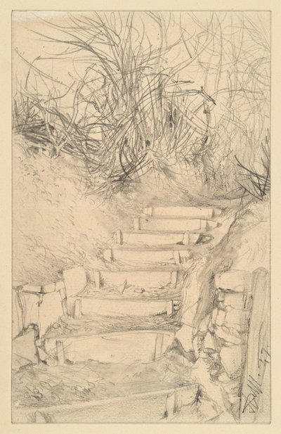 Kültéri lépcső bozóttal alkotó: Adolph Menzel
