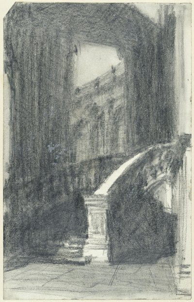 Lépcső a drezdai Zwinger városi pavilonjában éjszaka alkotó: Adolph Menzel