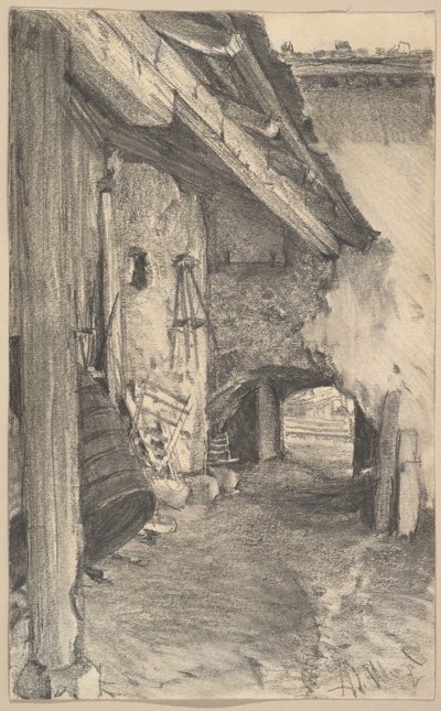 Kilátás az udvarra alkotó: Adolph Menzel