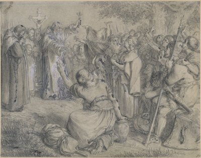 Vizelin 1137 körül hirdette a kereszténységet a vendeknek. Vázlat a „Brandenburgi–porosz történelem emlékei” című műhöz alkotó: Adolph Menzel