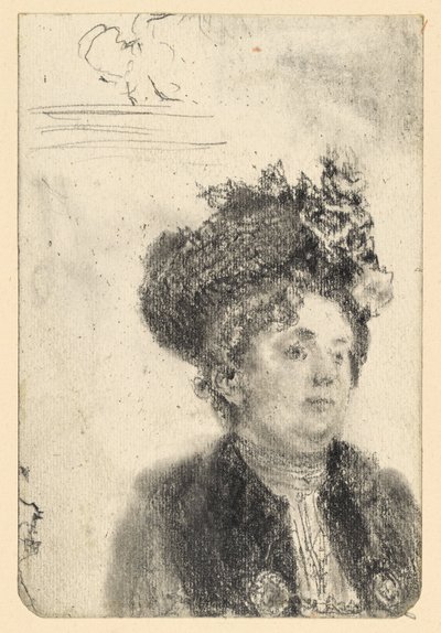 Női mellkép kalappal alkotó: Adolph Menzel