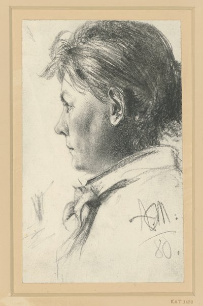 Női mellkép balra nézve alkotó: Adolph Menzel