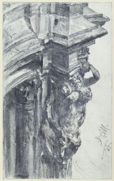 Nyugati szoborpár a drezdai Zwinger falpavilonjánál, a falteraszról nézve alkotó: Adolph Menzel