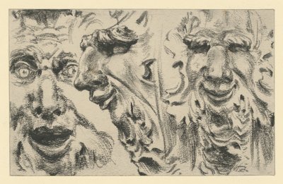 Két faunmaszk a drezdai Zwingerben alkotó: Adolph Menzel
