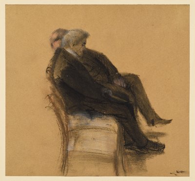 Két úr fekete öltönyben egymás mellett ülve alkotó: Adolph Menzel