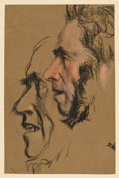 Két tanulmány egy balra néző férfiarcról alkotó: Adolph Menzel