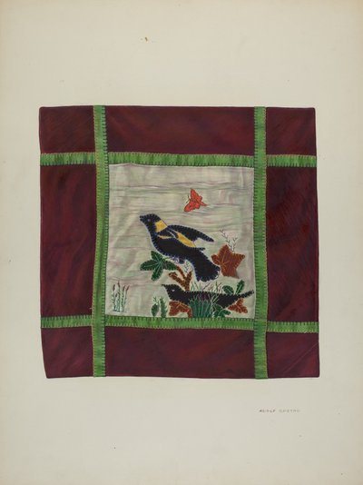 Applikált takarórészlet, 1941. alkotó: Adolph Opstad