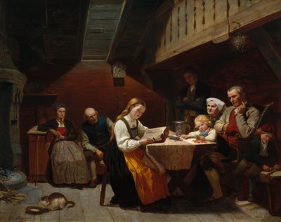 Olvasó lány alkotó: Adolph Tidemand