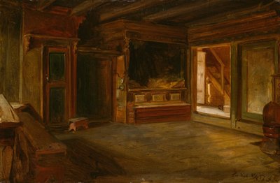 Parasztház belső tere Sandakból alkotó: Adolph Tidemand