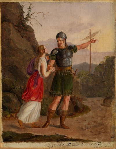 Fridtjof búcsúja, vázlat egy elveszett festményhez alkotó: Adolph Tidemand