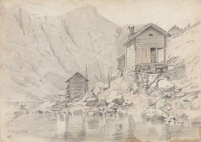 Ház a tengerparton, Gudvangen alkotó: Adolph Tidemand