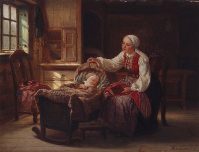 Anya gyermekével alkotó: Adolph Tidemand