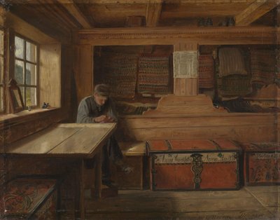 A régi raktár Vikøyben alkotó: Adolph Tidemand