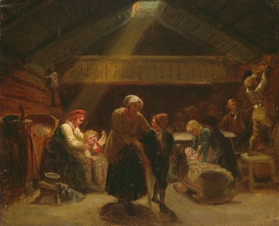 Vasárnap reggel egy parasztházban alkotó: Adolph Tidemand