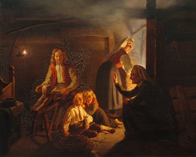 A mesélő (festmény) alkotó: Adolph Tidemand