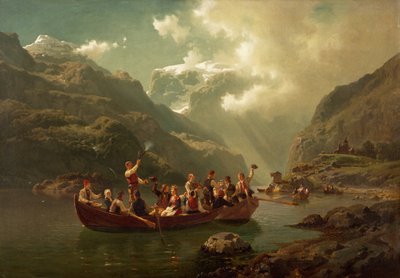 Esküvő Hardangerben alkotó: Adolph Tidemand