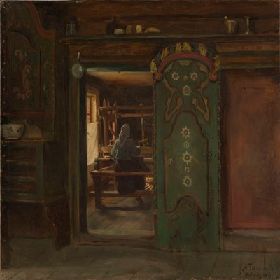 Nő a szövőszéknél, Gulsvik alkotó: Adolph Tidemand