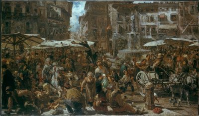 Piazza d’Erbe Veronába alkotó: Adolph Menzel