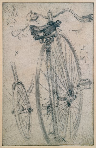 Tanulmányok a penny farthingról, technikai részletek alkotó: Adolph Menzel