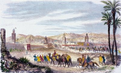 Marrakech, Marokkó (színes metszet) alkotó: Adolphe (after) Rouargue