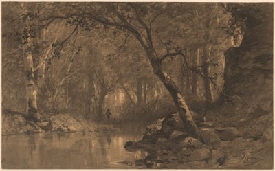 Erdei folyó egy halászsal alkotó: Adolphe Appian