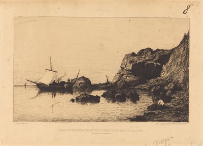 Halászhajó megáll Collioure szikláiban alkotó: Adolphe Appian