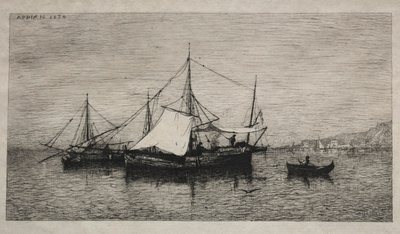 Az olaszországi kabotázspartok hajói, 1874. alkotó: Adolphe Appian